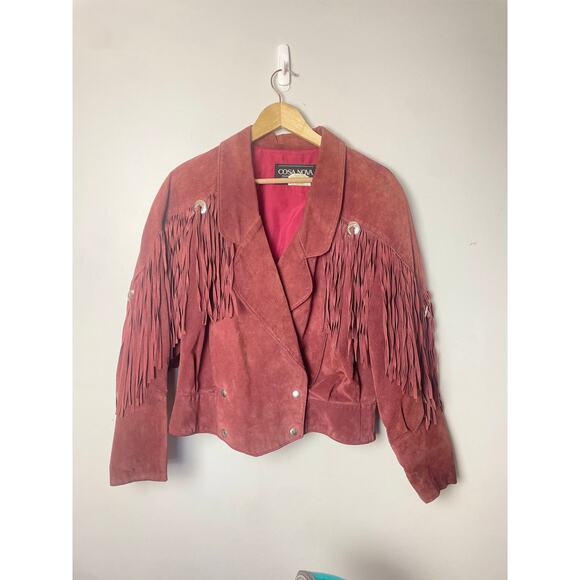 Vintage Cosa Nova Western Women’s Jacket Long Fringe Size Medium Rust Orange Red - Picture 1 of 16